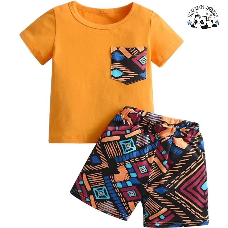 LEZONKIDS - Conjunto de Roupas de Criança Personalizáveis para Férias de Verão Camiseta e Shorts de Algodão Casual para Bebês e Crianças